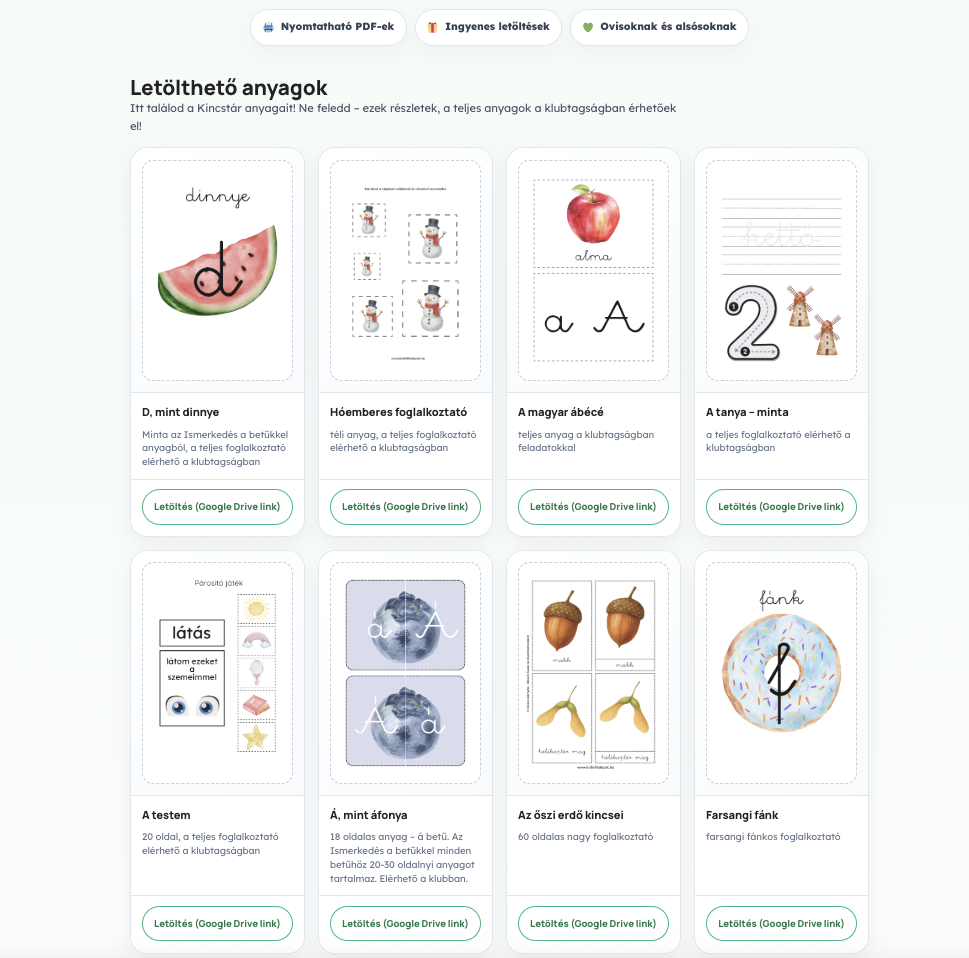 Kincstár – ingyenes nyomtatható foglalkoztatók