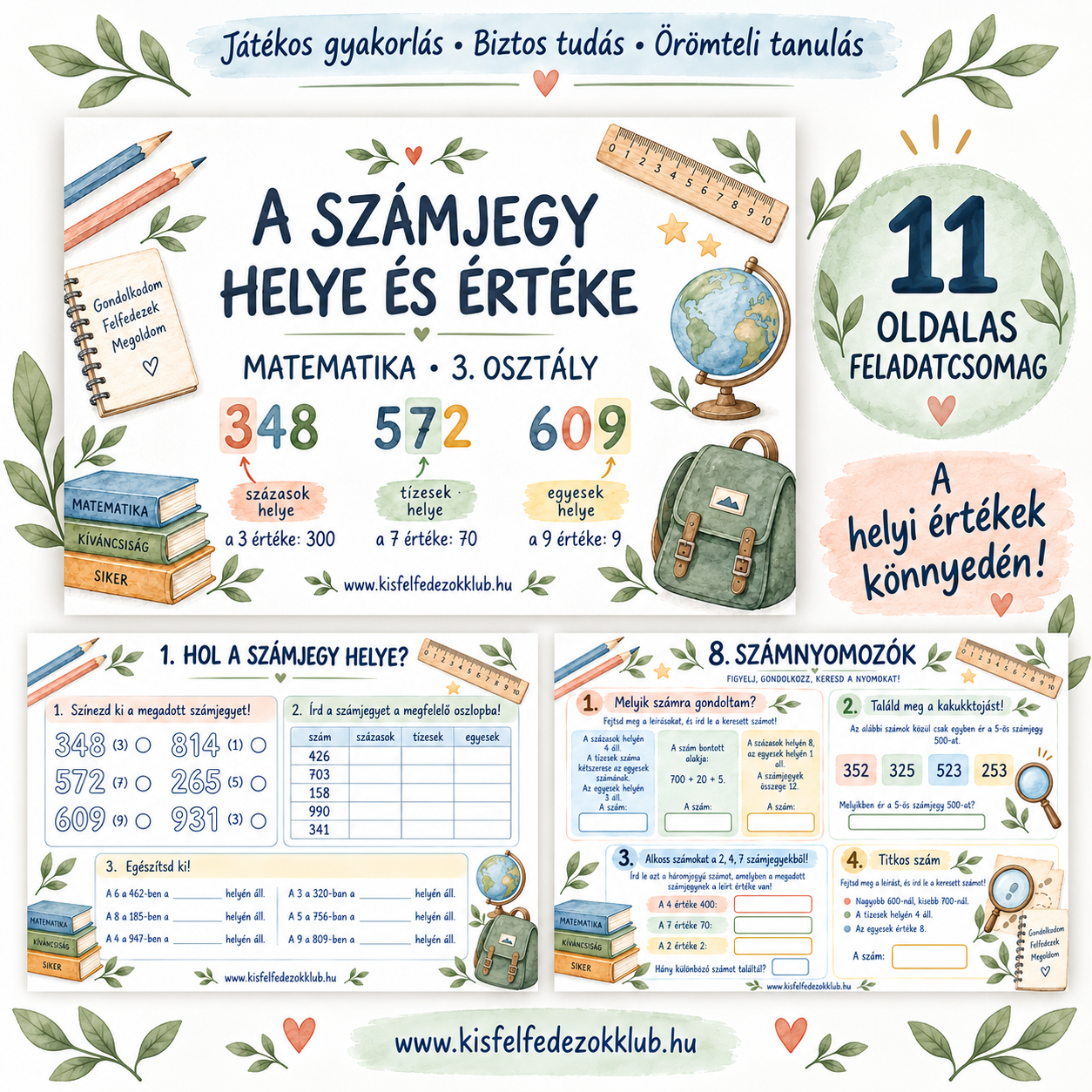 A számjegy helye és értéke – 3. osztály