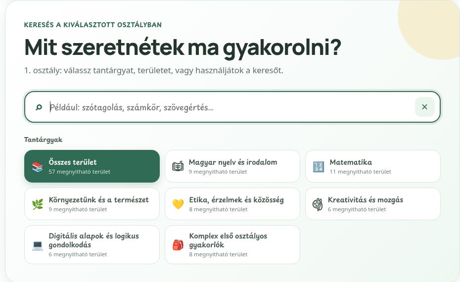 Az alsós klub keresője és az első osztály tantárgyválasztója