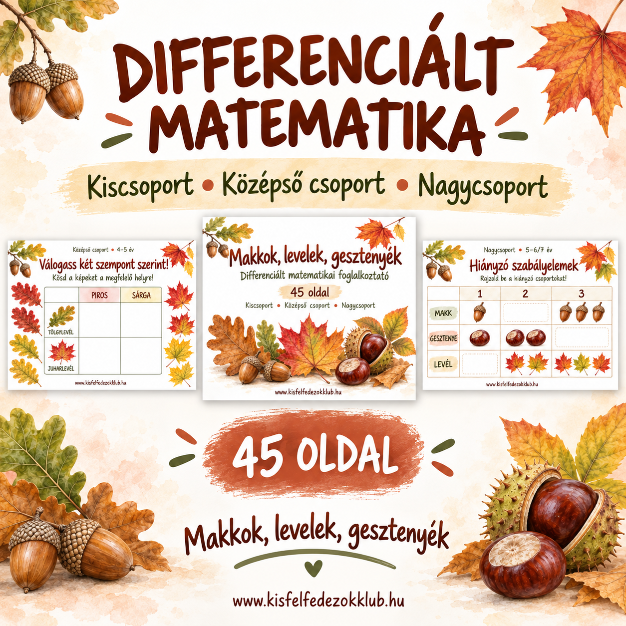 Makkok, levelek, gesztenyék – a foglalkoztató bemutatóképe