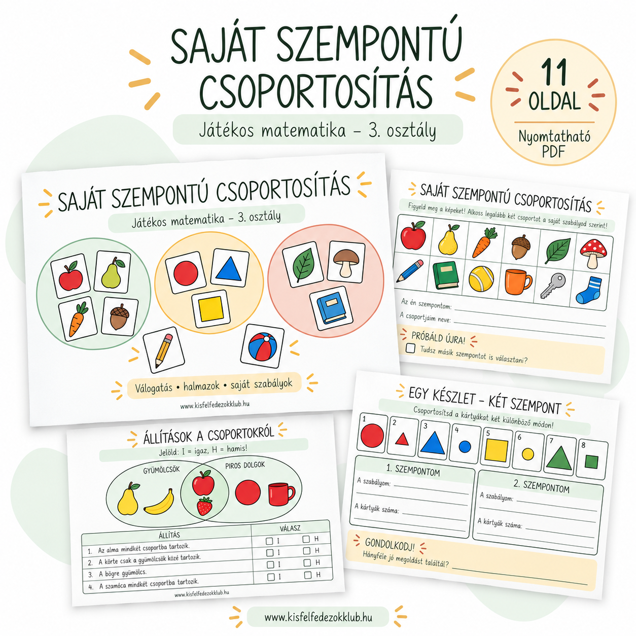 Saját szempontú csoportosítás – a feladatcsomag előnézete
