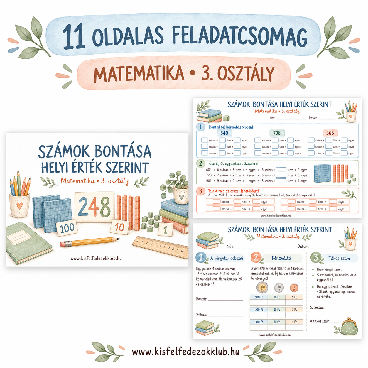 Számok bontása helyi érték szerint – a foglalkoztató bemutatóképe