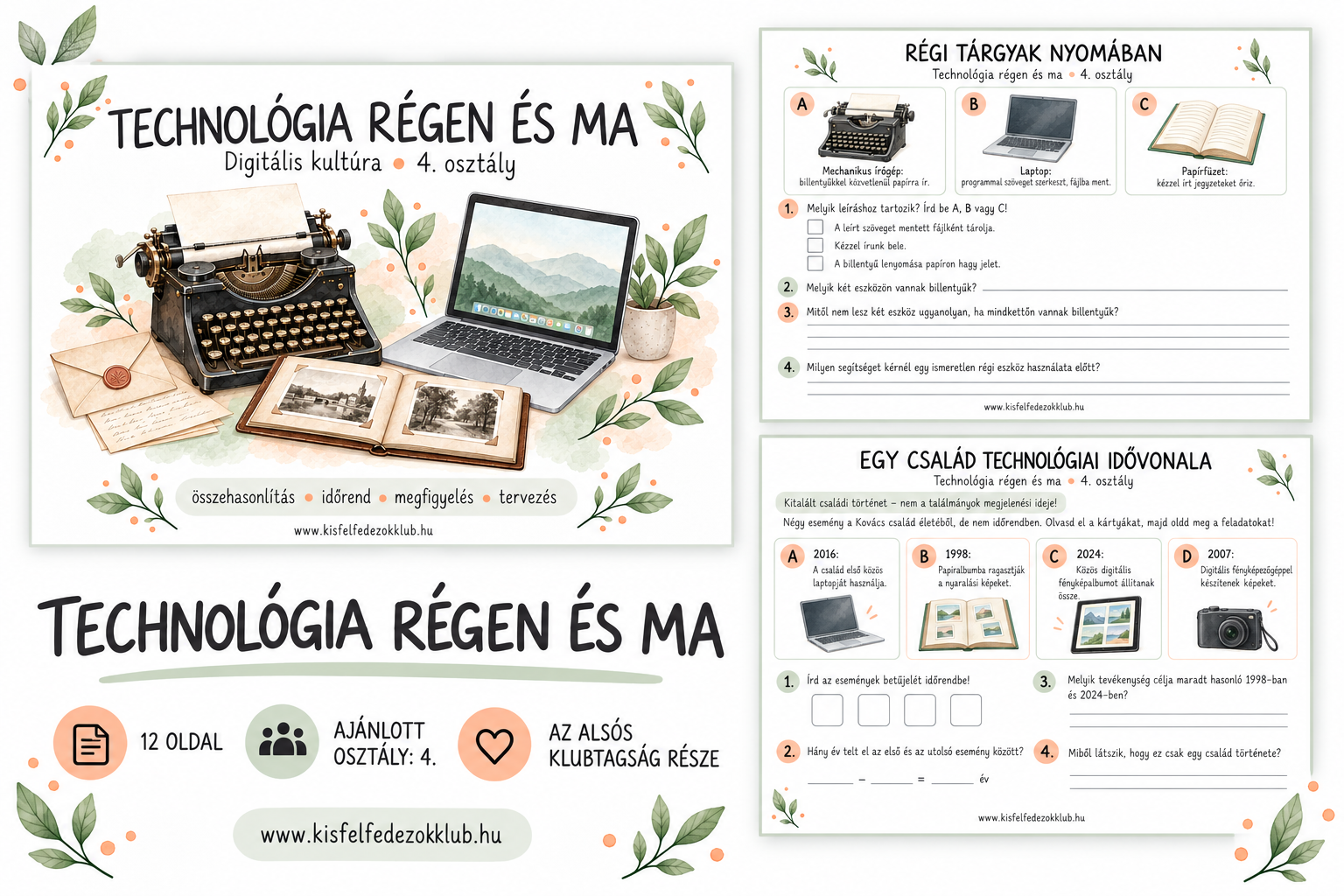 Technológia régen és ma – 4. osztály · Digitális kultúra